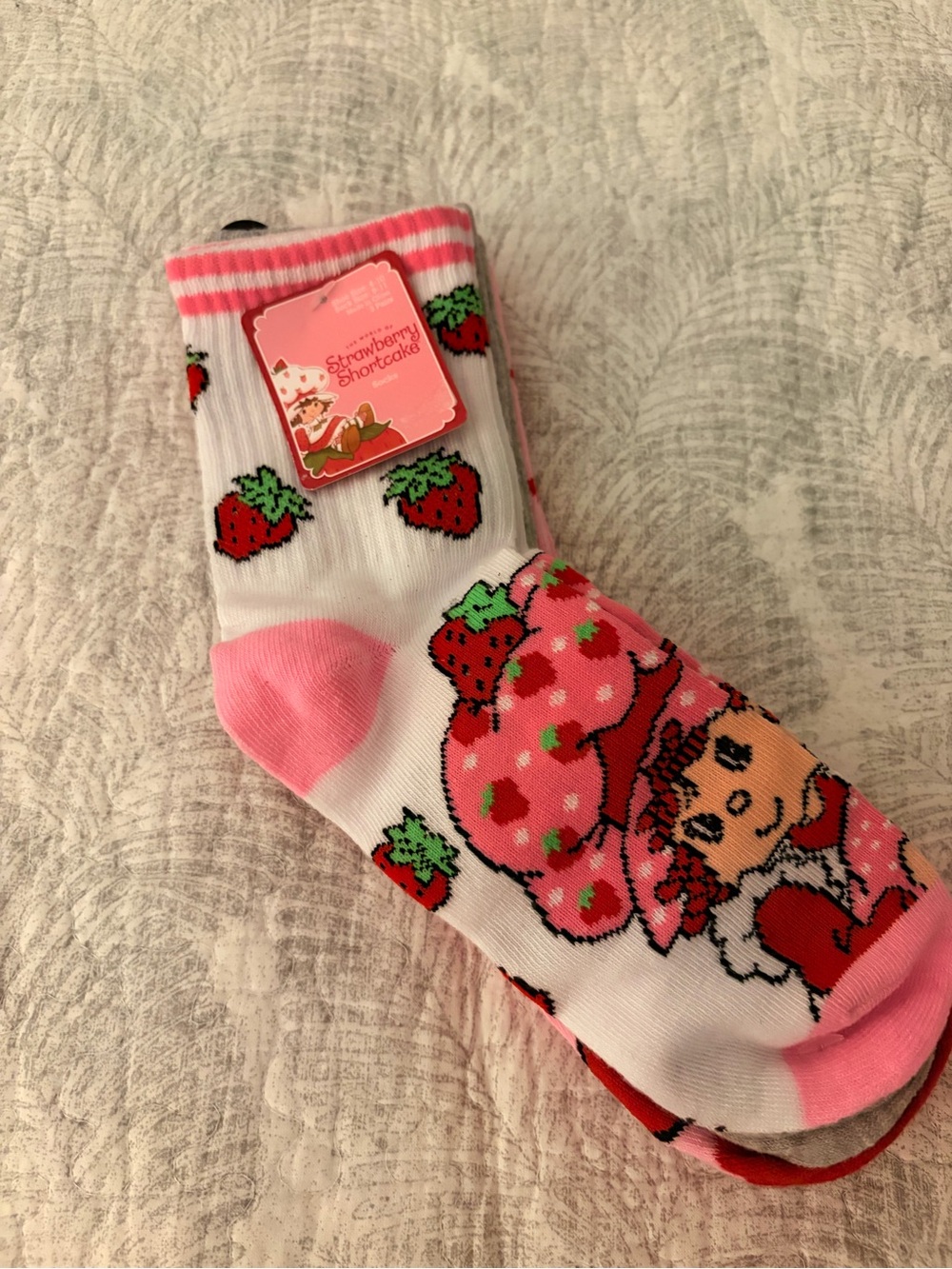 Strawberry Shortcake Pink & White Character Socks